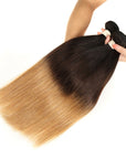 glossy silky straight t1b/4/27 ombred human hair bundles