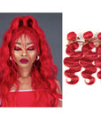 red color wavy human hair bundles