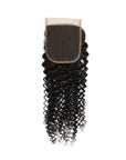 4x4 natural black jerry curly human hair with lace closure