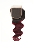 t1b/99j wavy human hair with 4x4 lace closure