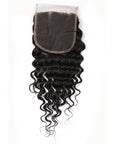 natural black deep wave human hair with 4x4 lace closure