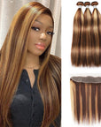qvr highlight silky straight human hair bundles with hd lace frontal closure hair
