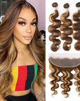 qvr piano highlight body wave human hair 3 bundles with ear to ear lace frontal closure virgin hair
