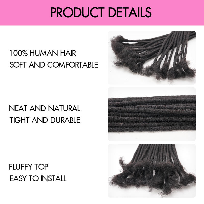 QVR 0.4cm Handmade Thin Micro Locs Human Hair Dreadlock Extensions for Women