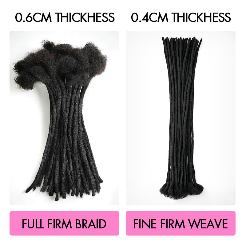 QVR 0.4cm Handmade Thin Micro Locs Human Hair Dreadlock Extensions for Women