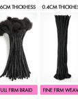 QVR 0.4cm Handmade Thin Micro Locs Human Hair Dreadlock Extensions for Women