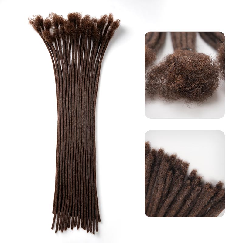 QVR 0.4cm Handmade Thin Micro Locs Human Hair Dreadlock Extensions for Women