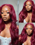 affordable human hair wigs for black women in burgundy