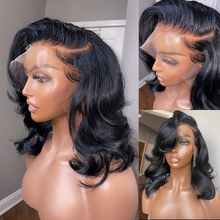 body wave human hair bob wigs with natural hairline