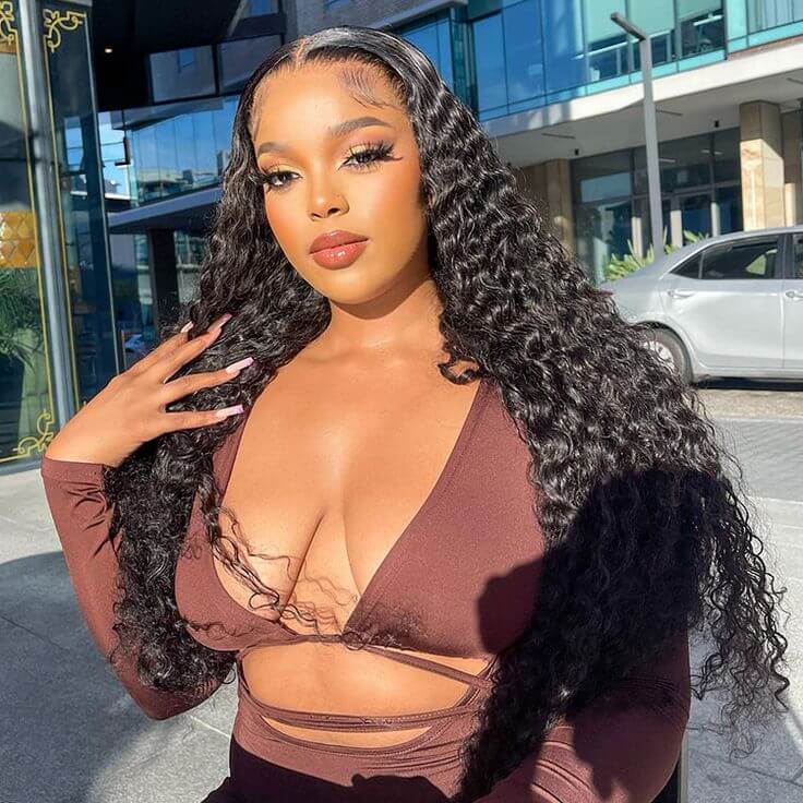 super natural v part wig water wave textured natural black color