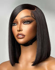 classic 5x5 closure short bob wigs with C part and silky finish