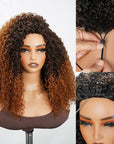 QVR Glueless Twist Curly Half Wig Invisible Hairline Ombre 