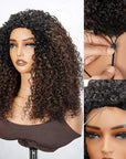 QVR Glueless Twist Curly Half Wig Invisible Hairline Ombre 
