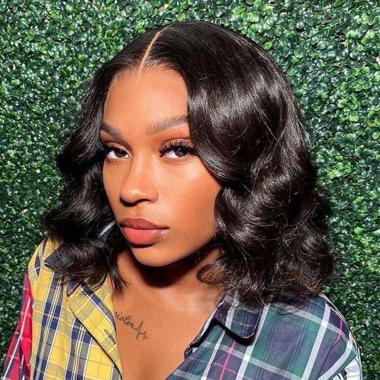 pre plucked lace front short bob wigs human hair