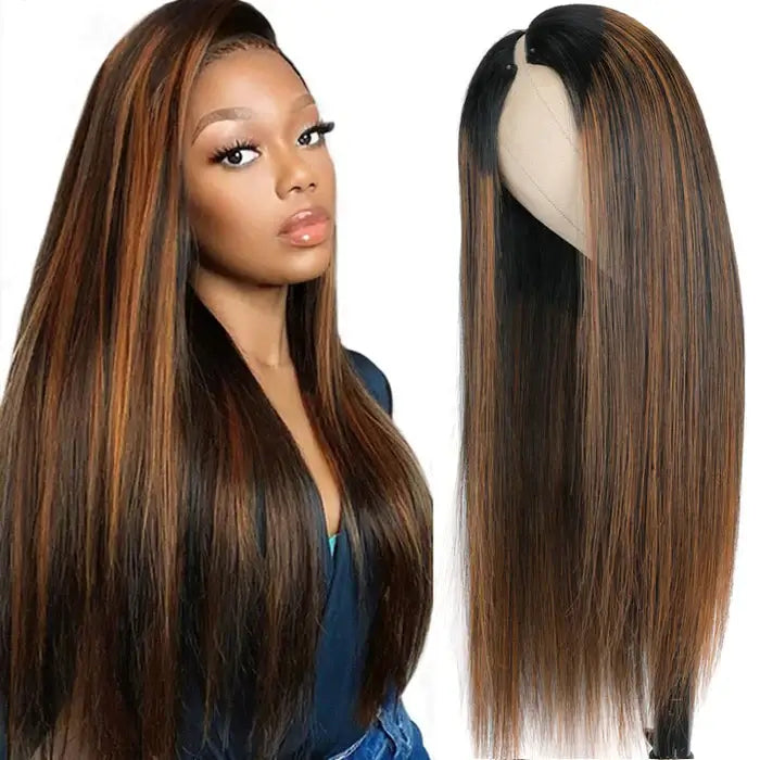 upgraded glueless straight v part human hair wig