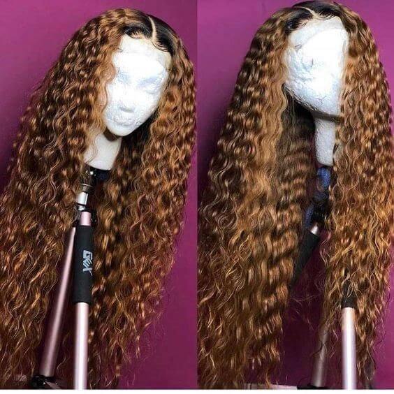 100% virgin human hair glueless wigs with ombre shade