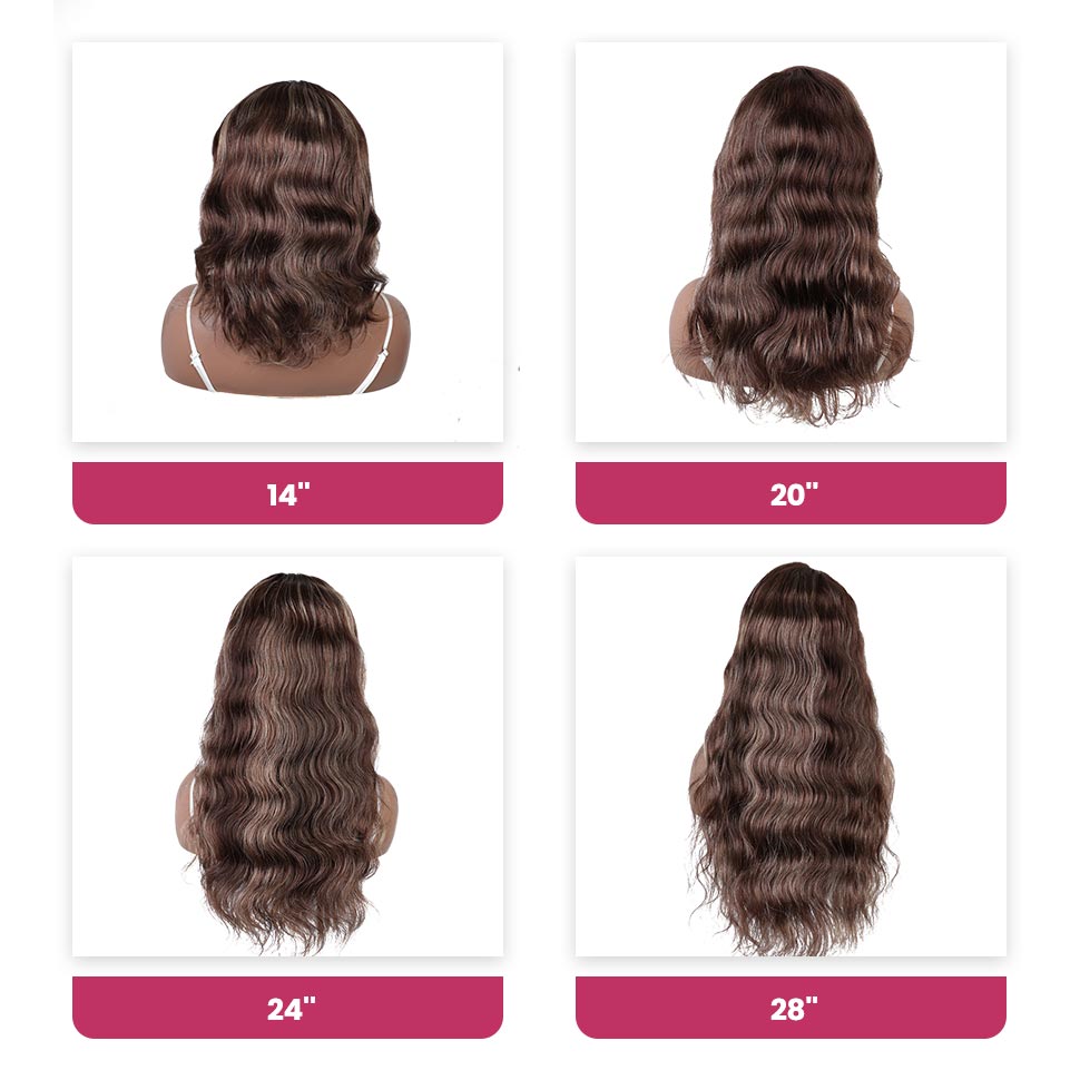 QVR Dark Balayage HD Lace Front Closure Wig Human Hair Body Wave Wigs