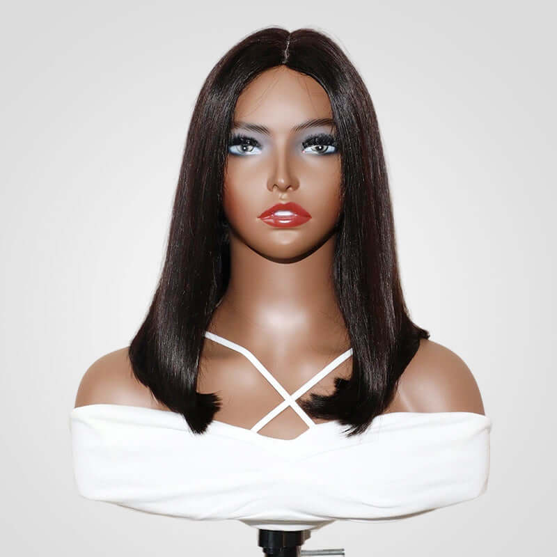 lightweight short bob wig with natural flow, made from premium 15A human hair