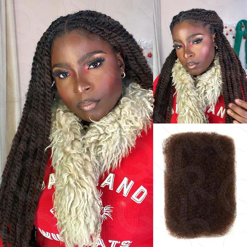 qvr dark brown afro kinky bulk human hair extensions