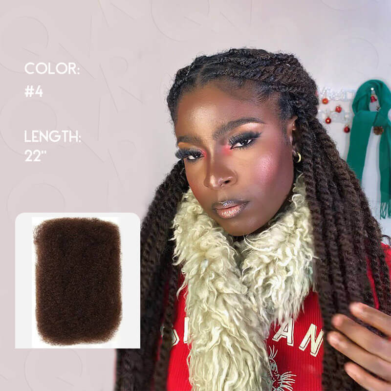 #4 dark brown afro kinky bulk human hair extensions