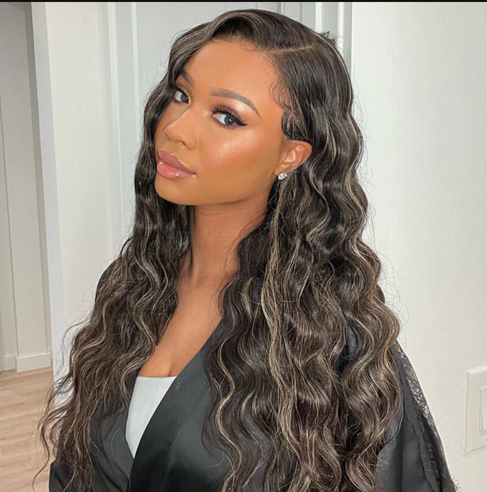 qvr wigs highlight gold sand 13x4 lace frontal body wave