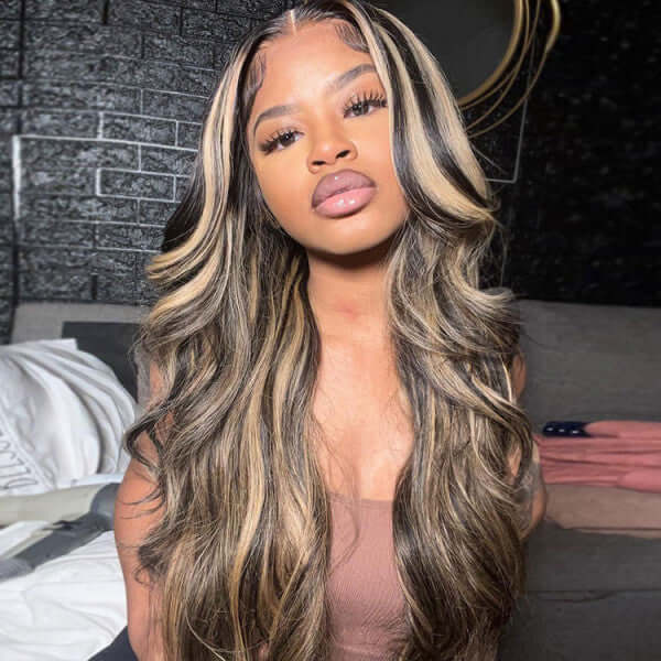 human hair wigs balayage highlights 13x4 lace frontal body wave for bold beauty