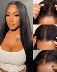 sleek straight wear and go wig with HD lace frontal for beginners