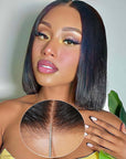 chic short bob wear and go glueless wigs with smooth texture