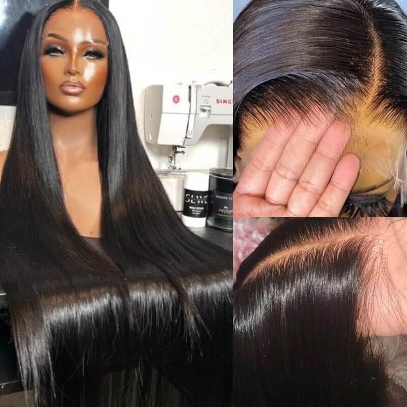 hd lace wigs human hair natural straight glueless wig for black women