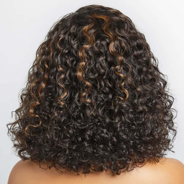 glueless C lace bob wigs with left part and natural curls