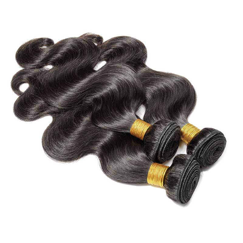 glossy natural black loose body wave human hair bundles