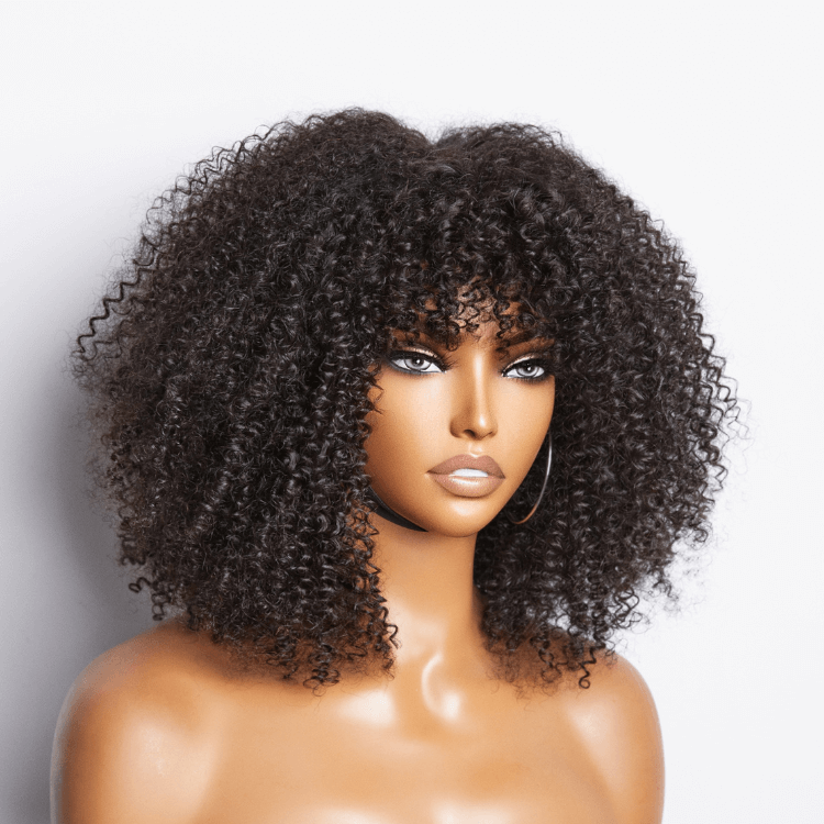 easy-to-wear short bob wigs with defined curls and fringe