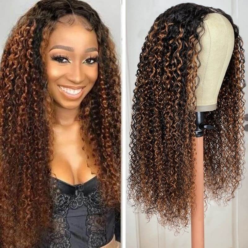 glueless beginner friendly curly v part wig human hair