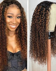 glueless beginner friendly curly v part wig human hair