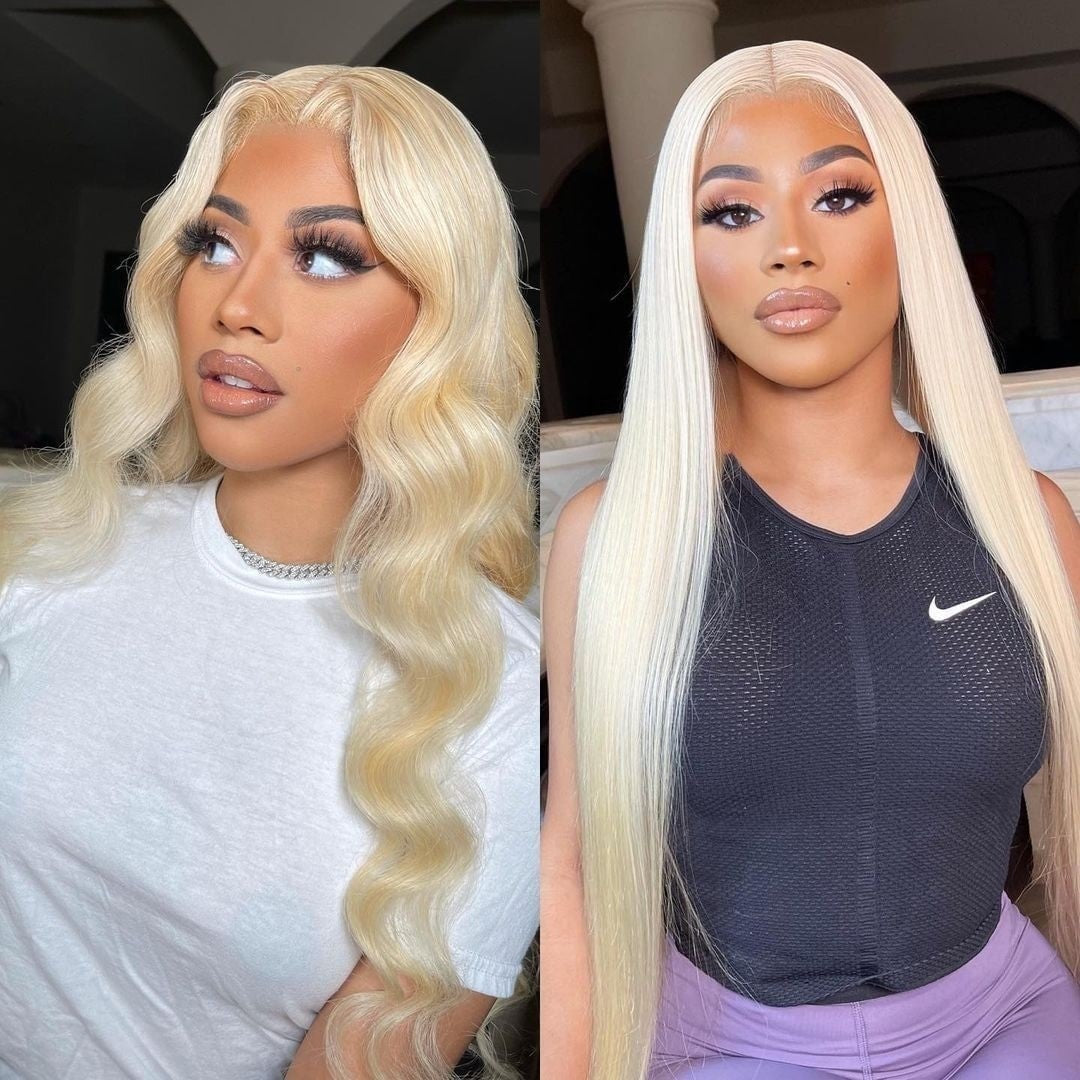 qvr wigs 13x4 lace frontal 613 blonde body wave human hair wig