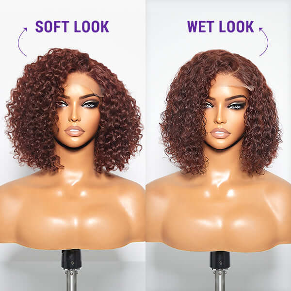 human hair bob wigs with defined waves and C lace part