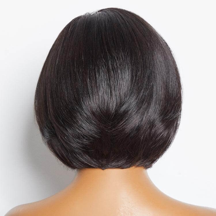 structured short bob wigs with face-framing side bangs