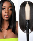straight short bob v part wig human hair remy human hair wig