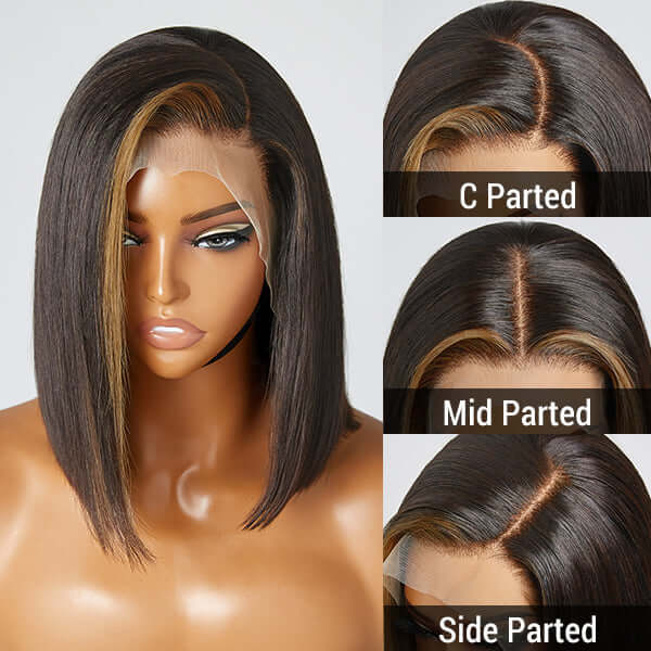 trendy sliced cut bob wigs with contrasting highlights