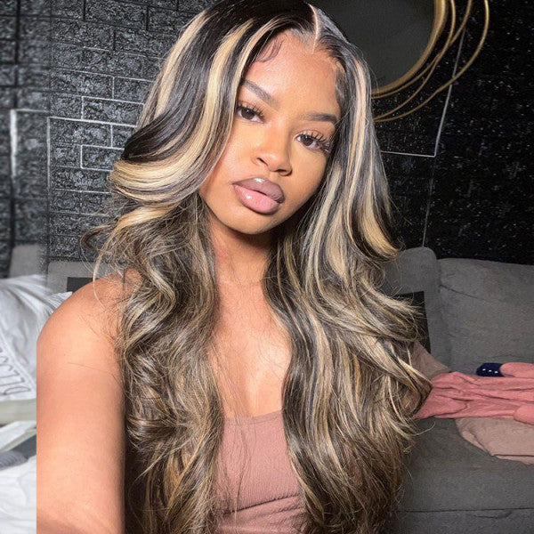 QVR balayage wear and go wig with stylish highlights