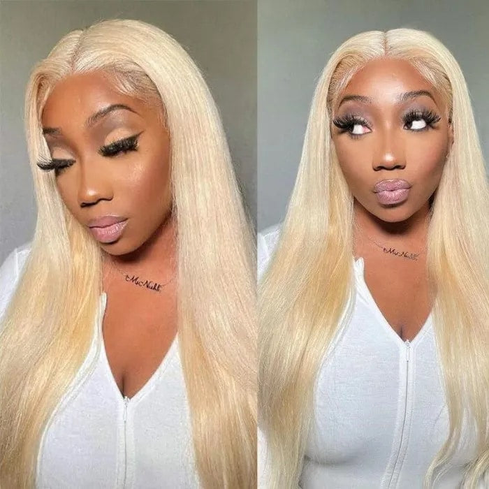 qvr wigs straight body wave 613 blonde lace part human hair wig