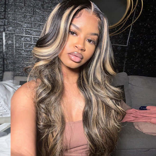 human hair wigs balayage 13x4 lace frontal body wave for vibrant black beauty