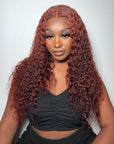 qvr wigs pre-plucked reddish brown 13x4 lace frontal water wave wig