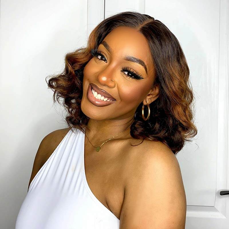qvr wigs loose wave ombre brown bob for stylish black women