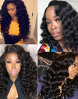 black loose deep wave human hair 3 bundles with remy hair weave with 4x4 lace closure on influencers