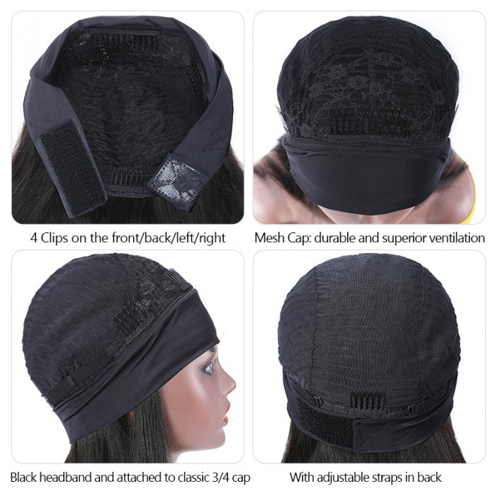 QVR Jerry Curly Wig Headband Wig Glueless Wig Human Hair Wigs Natural Looking