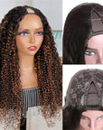 wig cap details of balayage curly v part wigs