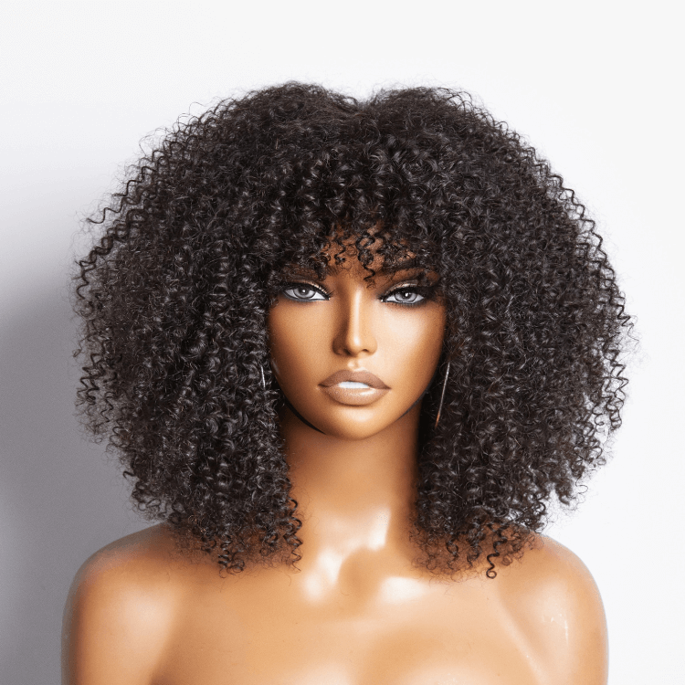 voluminous human hair bob wigs with soft curly texture
