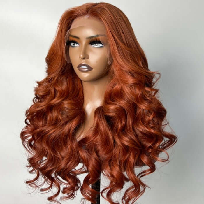qvr wigs with ginger brown tones, ideal for a chic, fiery style.