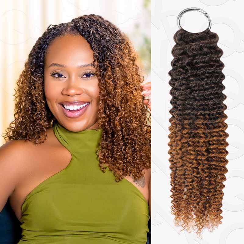 QVR Premium Chinese Hair Small Kinky Curly Virgin Human Crochet Hair Ombre 